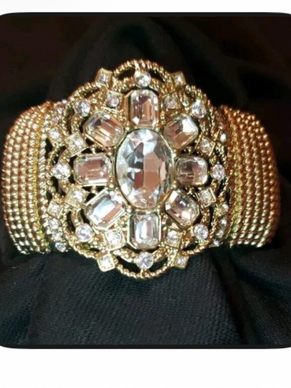 Elegant Gold Crystal Statement Bracelet - Gold Clear